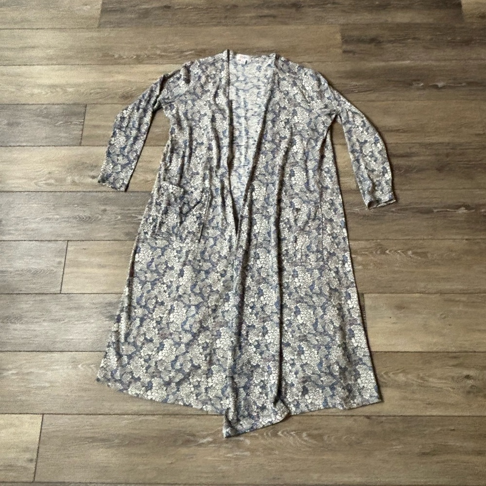 Lularoe Sarah Duster Sz L Long Cardigan Floral Cottagecore Boho Gypsy Lounge